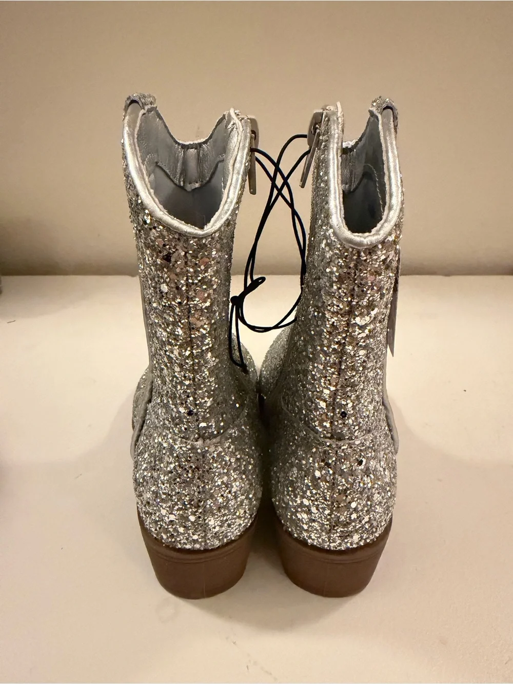 Kensie Girl Glitter Silver Kids Western Boots
